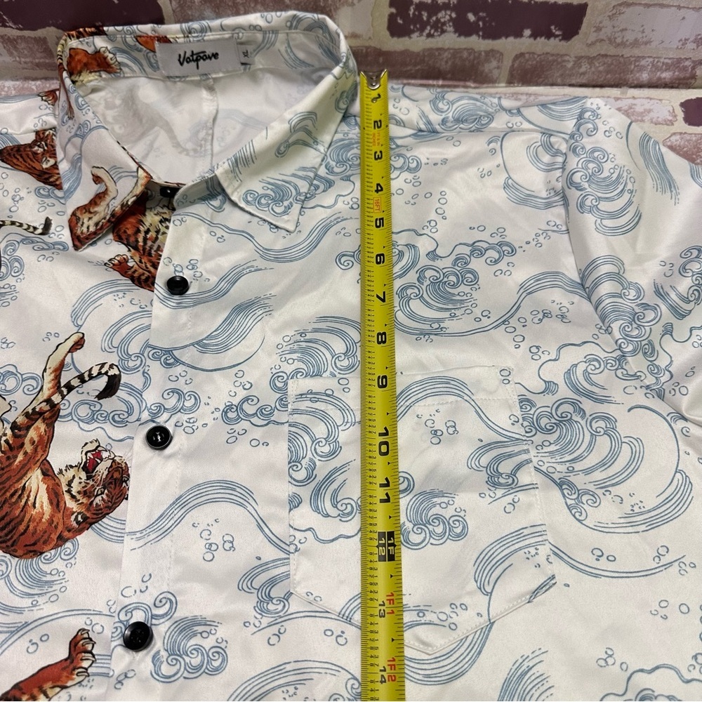 VatPave  White and Brown Casual Button Down Shirt size XL - Picture 5 of 10